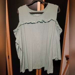 3X Mint Green Ruffled Women's Top